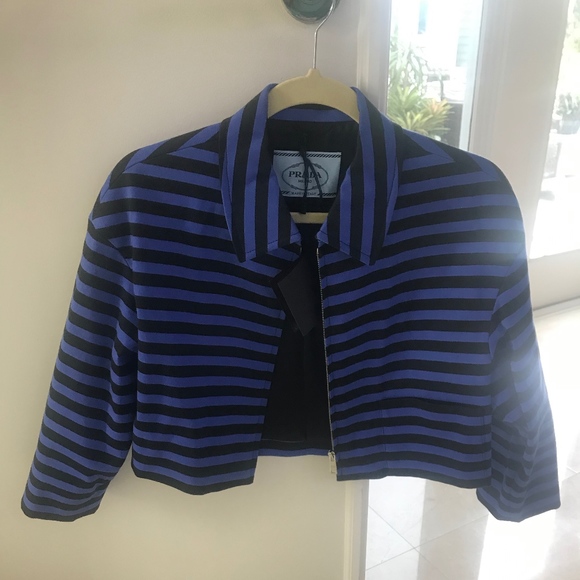 Prada Jackets & Blazers - Prada Blue and Black Striped Cropped Jacket
